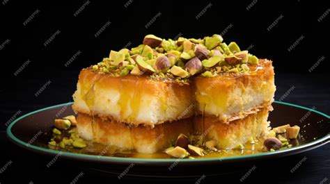 Premium AI Image | Kunafa oriental arabic sweets kunafa with cheese