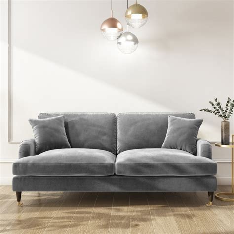 Silver Grey Velvet 3 Seater Sofa Payton Furniture123