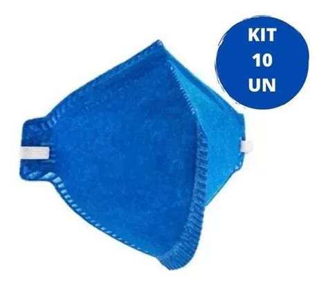 Kit 10 Respiradores Ecoar Pff2 Sem Valvula Cor Azul Desenho Do Tecido