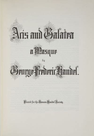 Biblio Acis And Galatea A Masque [full Score] By Handel George