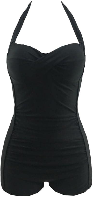 Damen Bikini Bademode Retro Mit Bein Hotpants Hohe Taillen Badeanzug