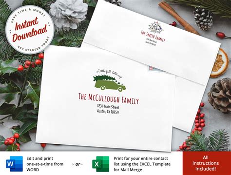 Christmas Envelope Template, Printable, Digital Download, Instant Download, Christmas Envelopes ...