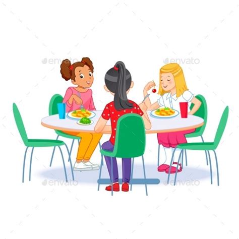 School Cafeteria | School illustration, Cafeteria, Cartoon kids