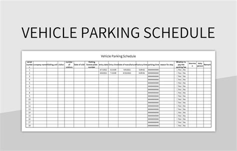 Vehicle Parking Schedule Excel Template And Google Sheets File For Free