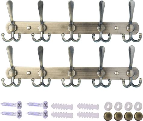 Dseap Wall Mounted Coat Rack 5 Tri Hooks Heavy Duty Stainless Steel Metal Coat