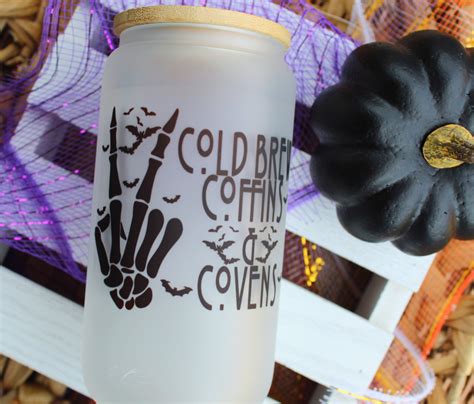 Spooky Halloween Glass Cups Glass Iced Coffee Cup Lid And Etsy