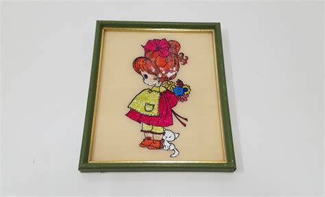 Vintage Holly Hobbie Style Foil Artwork Framed Etsy