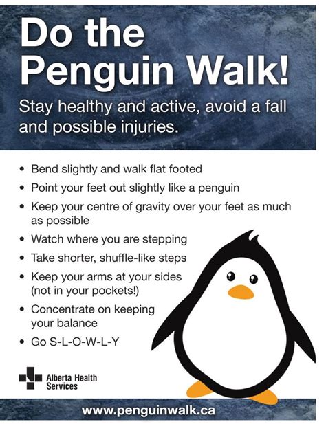 Penguin Walk | Alberta Health Services | Penguins, Penguin walk, Winter survival