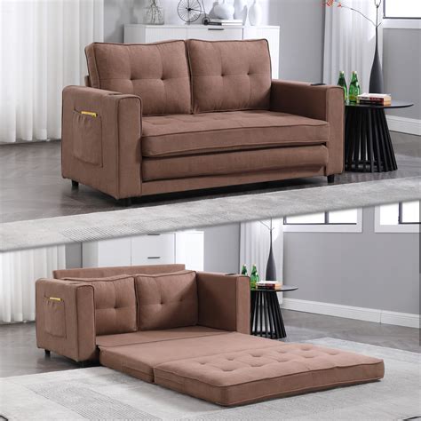 55 Convertible Sleeper Sofa Trifold Loveseat Couch With Foldable Seat