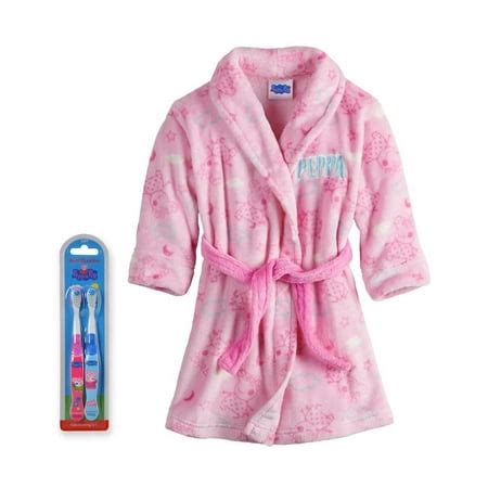 Peppa Pig Bath Robe Soft Plush Little Girls Robe with Tooth Brush | Walmart Canada