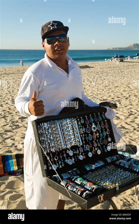 Mexico San Jose Del Cabo Mexican Male Selling Silver Jewelry On Beach