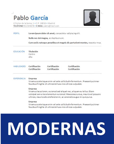 Plantillas Curriculum Vitae En Word Para Rellenar Gratis