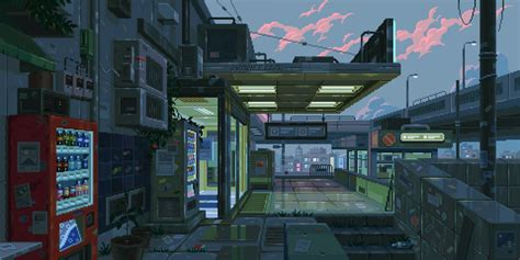 Sfondi waneella città pixel art luci cyberpunk cielo