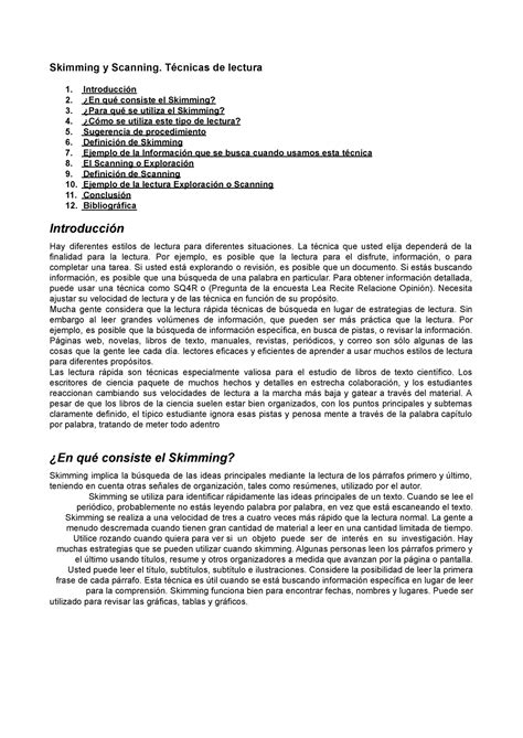 Skimming Y Scanning T Cnicas De Lectura Actividad Docx Skimming Y