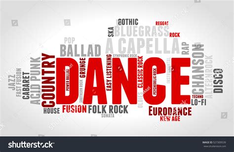 Dance Word Cloud Type Font Gradient Grey Royalty Free Stock Vector