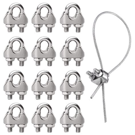 Buy Wire Rope Clip M3 Cable Clamps 12 Pcs Heavy Duty Stainless Steel