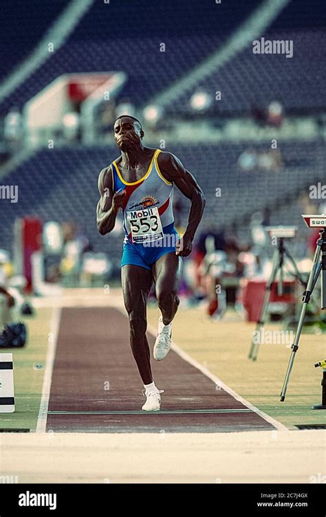 Carl Lewis (USA) long jump action sequence at the 1996 US Olympic Track ...