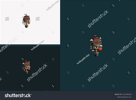 Hot Air Balloon Above Clouds Vector Stock Vector Royalty Free Shutterstock