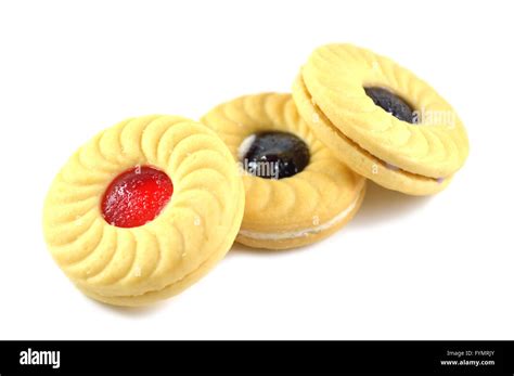 Sandwich Cookies On White Background Stock Photo Alamy