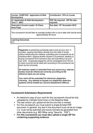 Unit 30 Assignment 1 Frontsheet GCC210167 Application Development