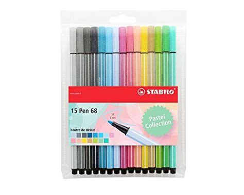 Premium Felt Tip Pen Stabilo Pen 68 Pastel Wallet Of 15 Assorted