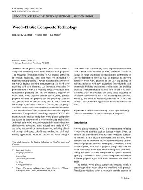 Pdf Wood Plastic Composite Technology Home Springer · Wood