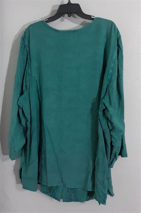 New Womans Catherines 3 4 Sleeve Button Up Vintage Look Blouse Top Sz