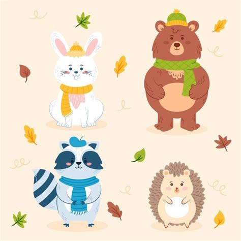 Premium Vector | Hand drawn autumn animals collection