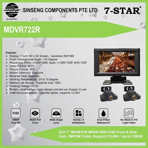 Truck / Bus / Van / Car DVR Full HD 1080P Dual Camera Parking Monitor ...