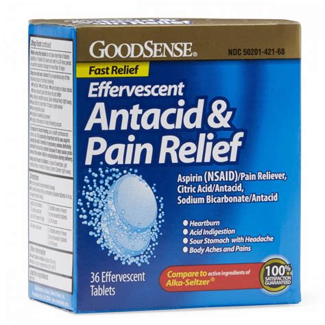 Goodsense Effervescent Antacid Pain Relief Tablets 36ct