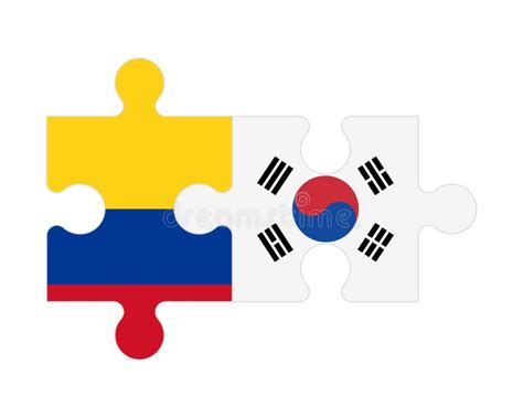 Rompecabezas De Banderas De Colombia Y Vector De Corea Del Sur