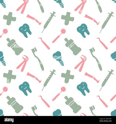 Dental Care Orthodontics Seamless Pattern With Line Icons Dentist