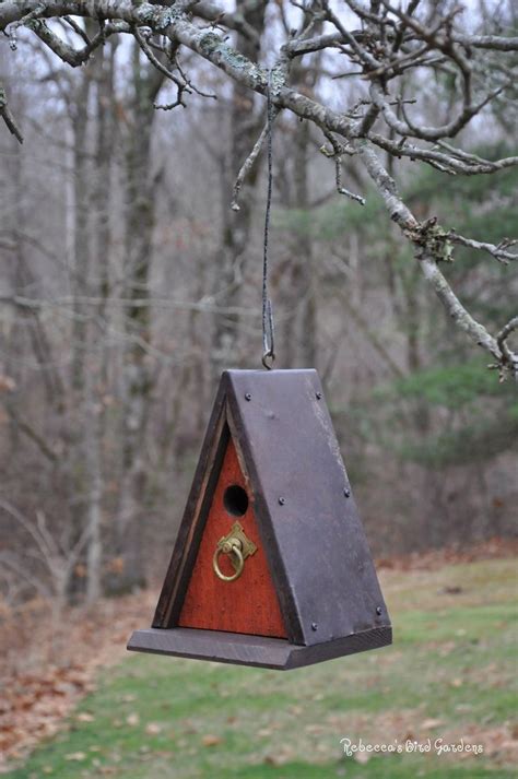 Burnt Orange Rustic Hanging Birdhouse The A Frame Birdhouse Rustic