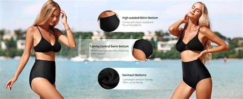Amazon Upopby Women S High Waisted Swimsuit Bikini Bottoms Tummy Control Tankini Bottoms