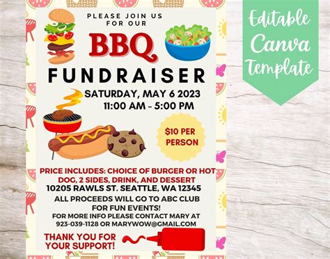 Editable And Printable Bbq Fundraiser Event Flyer Template Instant