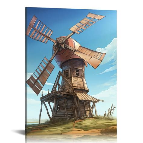 Eastsmooth Farmhouse Wall Art Rustic Barn Windmill Cornfield Pictures