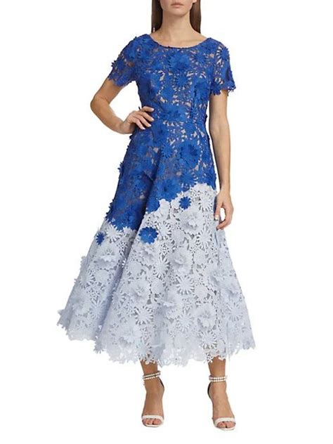 Shop Marchesa Notte D Guipure Lace Midi Dress Saks Fifth Avenue Lace