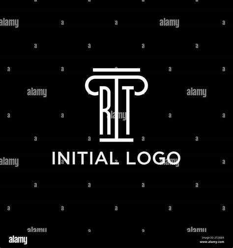 Rt Monogram Initial Logo With Pillar Shape Icon Design Luxury And