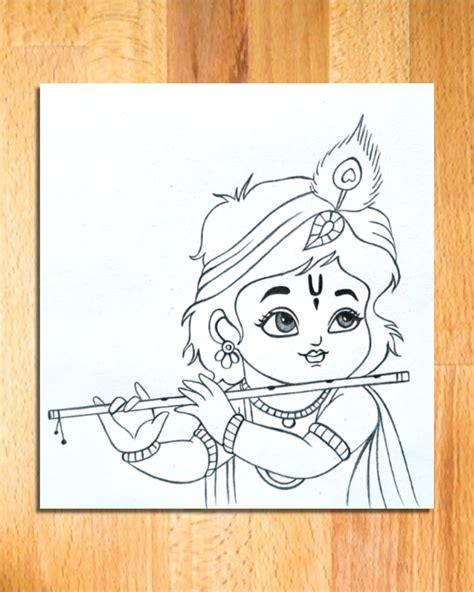 Cute Krishna Ji Drawing Step by Step | God Krishna Bhagwan Drawing for ...