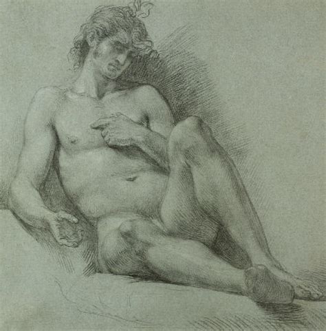 Oil Painting Replica A Seated Male Nude Seen From The Front By Benjamin