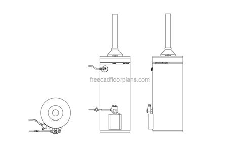 Gas Water Heater Plan And Elevation Views AutoCAD Block Free Cad