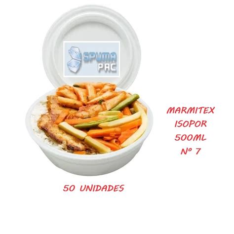 Marmitex Isopor 500ml Nº7 Quentinha Tampa Spumapac Pacote 50