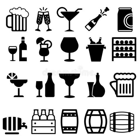 Alcoholic Drinks Icons Vector Set Alcohol Illustration Symbol