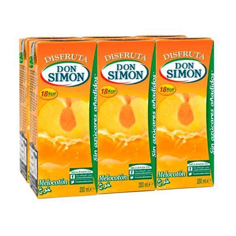 PACK 6 BRICKS ZUMO DE MELOCOTÓN DON SIMÓN 200ml SIN AZÚCAR