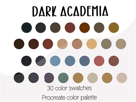 Dark Academia Color Palette 30 Colors Graphic By Saturnine Sun