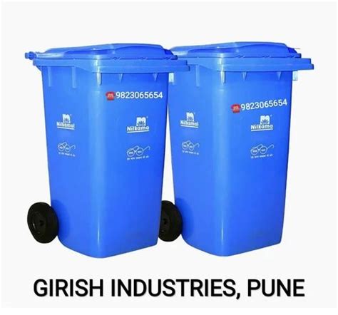 Nilkamal Plastic Manual Lift 240 Ltr Wheel Garbage Dustbin Green