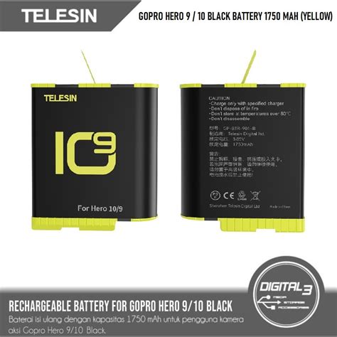 Jual Telesin Rechargeable Battery Gopro Hero Mah Baterai