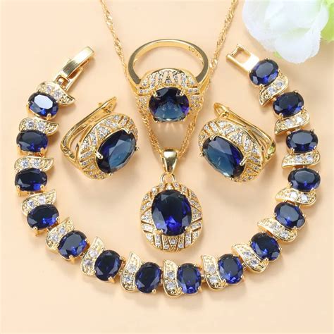 Joias Do Marrocos Colar Dourado Azul Zirc Nia Clipe Brincos