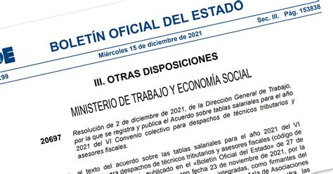 El Boe Publica Las Tablas Salariales Para Despachos De T Cnicos