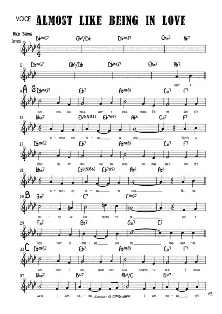 Almost Like Being In Love Arr Joshua Tindall By David Brooks And Marion Bell Sheet Music For